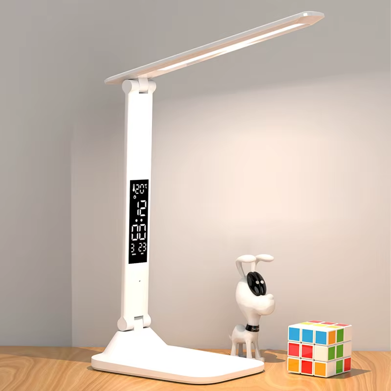 New Led Table Lamp Touch Foldable USB Rechargeable with Alarm Clock Thermometer Dimmable Night Light for Desk Study Reading Lamp