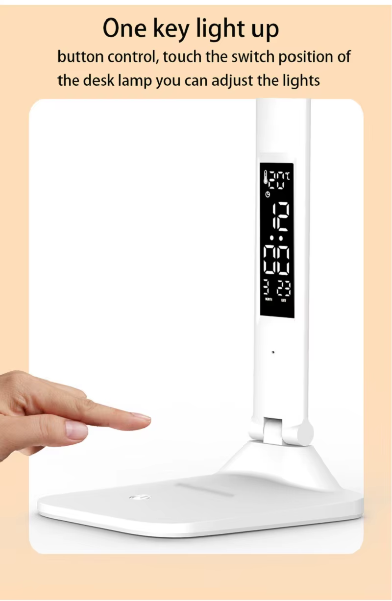 New Led Table Lamp Touch Foldable USB Rechargeable with Alarm Clock Thermometer Dimmable Night Light for Desk Study Reading Lamp – Image 5