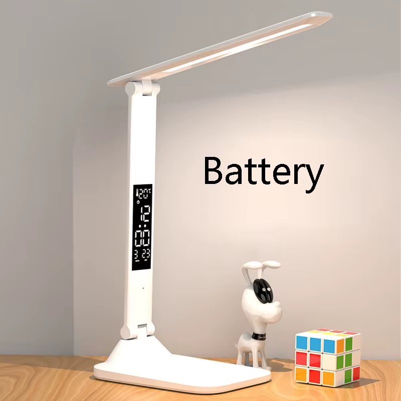 New Led Table Lamp Touch Foldable USB Rechargeable with Alarm Clock Thermometer Dimmable Night Light for Desk Study Reading Lamp – Image 8